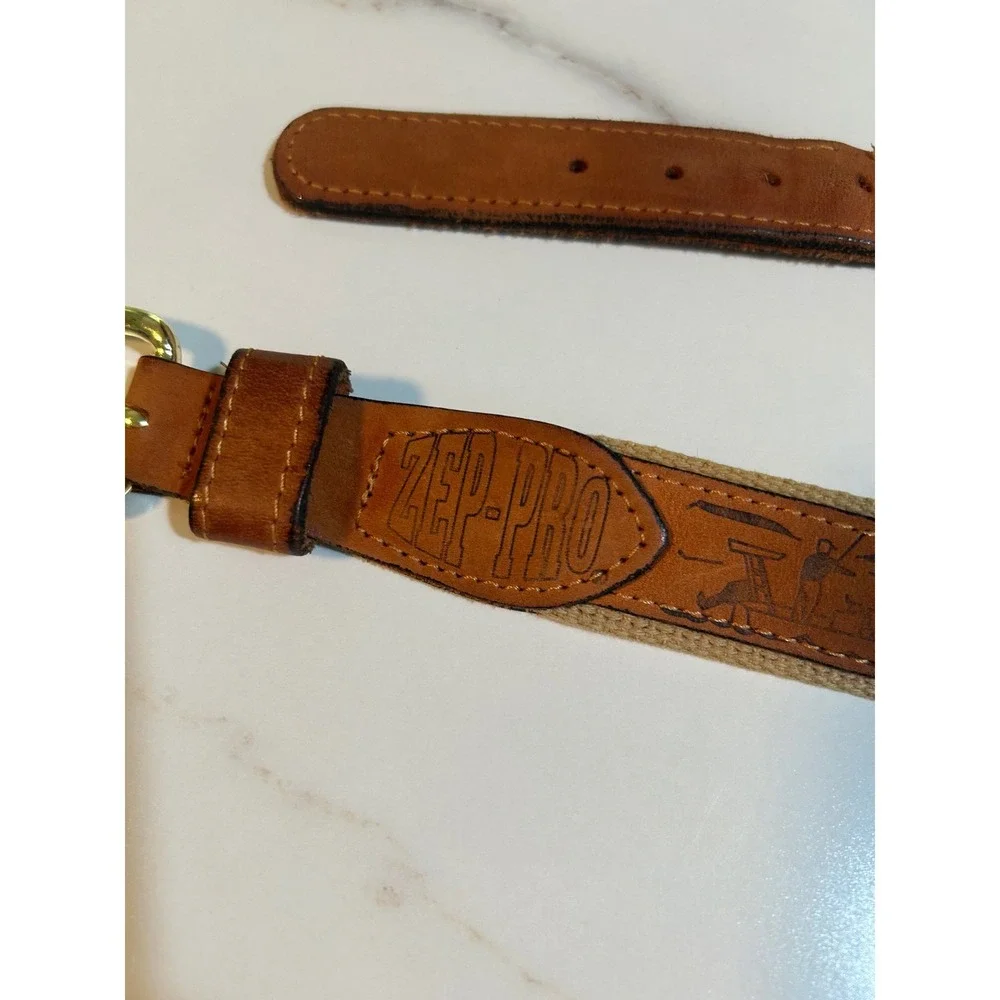 Zep-Pro Mens Fishing Belt Leather Canvas Redfish Embroidered USA Made Size 40